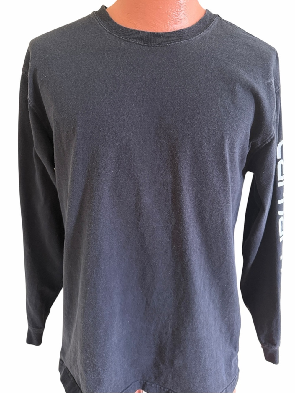 CARHARTT LONG SLEEVE GRAPHIC SLEEVE LOGO SHIRT Black Crew Neck Heavyweight
